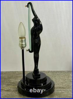 VINTAGE 1986 SARSAPARILLA NJ Art Deco Black Nude Woman Lamp 16