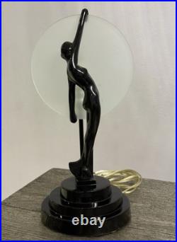 VINTAGE 1986 SARSAPARILLA NJ Art Deco Black Nude Woman Lamp 16