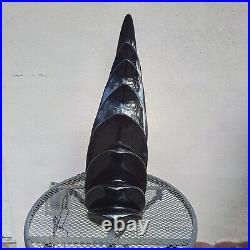 VINTAGE ART DECO 1980's CASCADING WING FLAME LAMP BLACK CERAMIC