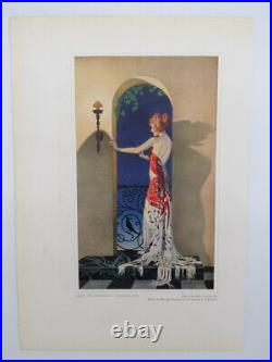 VINTAGE ART DECO NATIONAL LAMP LOVELY LADY COLOR PRINT by Coles Phillips 1927