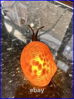 VINTAGE French Style Glass Brass Metal Snail Lamp for Table Amber Swirl Art Deco