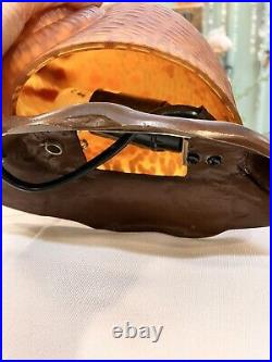 VINTAGE French Style Glass Brass Metal Snail Lamp for Table Amber Swirl Art Deco