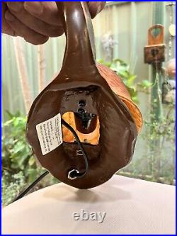 VINTAGE French Style Glass Brass Metal Snail Lamp for Table Amber Swirl Art Deco