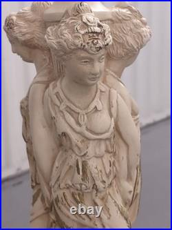 VINTAGE GRECO ROMAN GODDESS LAMP, ARTIST FIGURES & Column Base Hollywood Regency