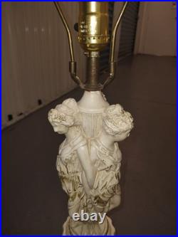 VINTAGE GRECO ROMAN GODDESS LAMP, ARTIST FIGURES & Column Base Hollywood Regency
