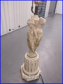 VINTAGE GRECO ROMAN GODDESS LAMP, ARTIST FIGURES & Column Base Hollywood Regency