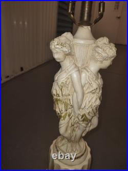 VINTAGE GRECO ROMAN GODDESS LAMP, ARTIST FIGURES & Column Base Hollywood Regency