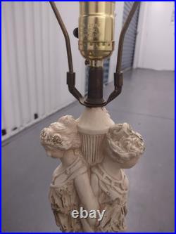 VINTAGE GRECO ROMAN GODDESS LAMP, ARTIST FIGURES & Column Base Hollywood Regency