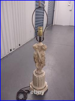 VINTAGE GRECO ROMAN GODDESS LAMP, ARTIST FIGURES & Column Base Hollywood Regency