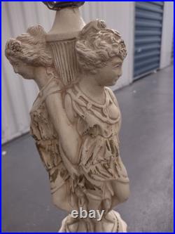 VINTAGE GRECO ROMAN GODDESS LAMP, ARTIST FIGURES & Column Base Hollywood Regency