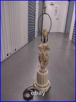 VINTAGE GRECO ROMAN GODDESS LAMP, ARTIST FIGURES & Column Base Hollywood Regency