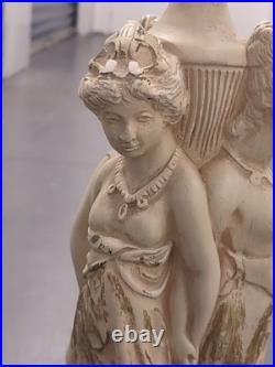 VINTAGE GRECO ROMAN GODDESS LAMP, ARTIST FIGURES & Column Base Hollywood Regency