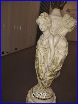 VINTAGE GRECO ROMAN GODDESS LAMP, ARTIST FIGURES & Column Base Hollywood Regency