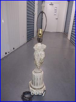 VINTAGE GRECO ROMAN GODDESS LAMP, ARTIST FIGURES & Column Base Hollywood Regency
