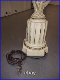 VINTAGE GRECO ROMAN GODDESS LAMP, ARTIST FIGURES & Column Base Hollywood Regency