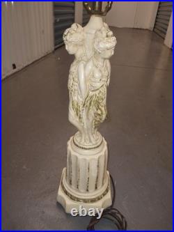 VINTAGE GRECO ROMAN GODDESS LAMP, ARTIST FIGURES & Column Base Hollywood Regency