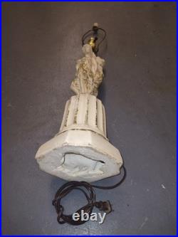 VINTAGE GRECO ROMAN GODDESS LAMP, ARTIST FIGURES & Column Base Hollywood Regency