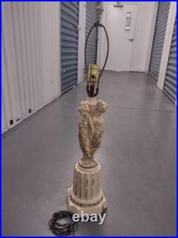 VINTAGE GRECO ROMAN GODDESS LAMP, ARTIST FIGURES & Column Base Hollywood Regency