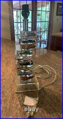 VINTAGE Lucite Matchbox/Hot Wheels Like Cars Table Lamp 1980s Highly Collectible