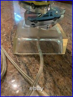 VINTAGE Lucite Matchbox/Hot Wheels Like Cars Table Lamp 1980s Highly Collectible