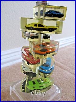 VINTAGE Lucite Matchbox/Hot Wheels Like Cars Table Lamp Highly Collectible Rare
