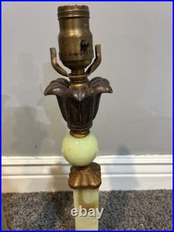 VINTAGE PAIR of ART DECO VASELINE URANIUM JADEITE AKRO TABLE LAMPS 19 1/2