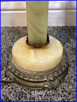 VINTAGE PAIR of ART DECO VASELINE URANIUM JADEITE AKRO TABLE LAMPS 19 1/2