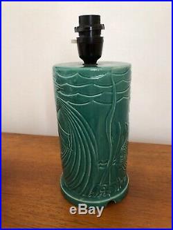 VIntage 1920s 1930s Art Deco Ceramic Lamp Base Fish Design Original