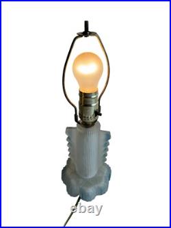 VTG 1930's Vintage Art Deco Frosted Glass Lamp Boudoir Table Lamp Skyscraper