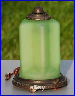 VTG (1930s) Green Satin Glass Gold Fish ART DECO Motion Lamp IT WORKS