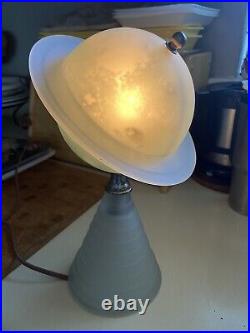 VTG 1939 New York World's Fair Art Deco Saturn Lamp Frosted Glass Works