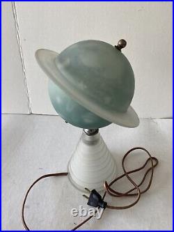 VTG 1939 New York World's Fair Art Deco Saturn Lamp Frosted Glass Works