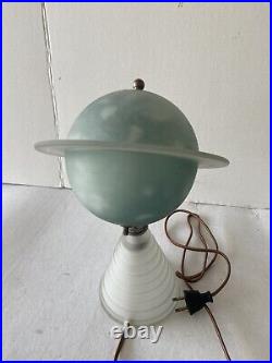 VTG 1939 New York World's Fair Art Deco Saturn Lamp Frosted Glass Works