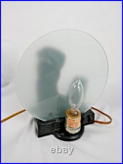 VTG 1986 Sarsaparilla NJ Art Deco Black Metal Nude Woman Lamp with Glass Moon