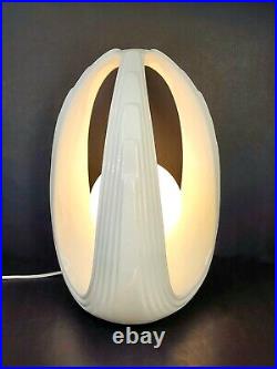 VTG 70's Art Deco Mid Century White Ceramic Table Lamp Glass Globe Sculpture 17