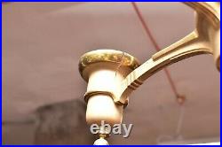 VTG ART DECO Ceiling Light Lamp Fixture Pendant Brass hanging chandelier 16 ATQ