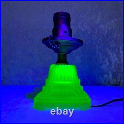 VTG Antique Art Deco Uranium Glass Desk/Table Lamp- Base Only