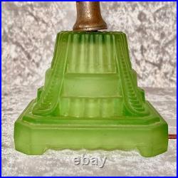 VTG Antique Art Deco Uranium Glass Desk/Table Lamp- Base Only
