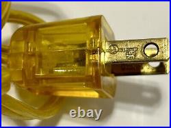 VTG Art Deco Brass Amber Glass Electric 3 Arm Candelabra Table Lamp Lighted Base