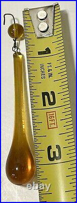 VTG Art Deco Brass Amber Glass Electric 3 Arm Candelabra Table Lamp Lighted Base