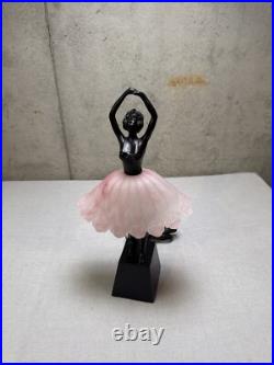 VTG Art Deco Bronze Finish Ballerina Lamp with Glass Skirt Shade 17 Statue Light