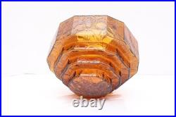 VTG Art Deco Crackle Amber Glass Pendant Ceiling Light Globe Shade Skyscraper