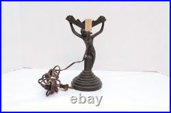 VTG Art Deco Figural Table lamp Nude Woman Dancing Lady Winged Victory Base