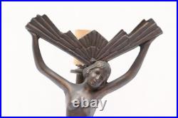 VTG Art Deco Figural Table lamp Nude Woman Dancing Lady Winged Victory Base