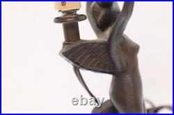 VTG Art Deco Figural Table lamp Nude Woman Dancing Lady Winged Victory Base
