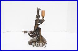 VTG Art Deco Figural Table lamp Nude Woman Dancing Lady Winged Victory Base 9.5