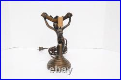 VTG Art Deco Figural Table lamp Nude Woman Dancing Lady Winged Victory Base 9.5