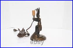 VTG Art Deco Figural Table lamp Nude Woman Dancing Lady Winged Victory Base 9.5
