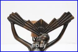 VTG Art Deco Figural Table lamp Nude Woman Dancing Lady Winged Victory Base 9.5