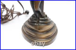 VTG Art Deco Figural Table lamp Nude Woman Dancing Lady Winged Victory Base 9.5